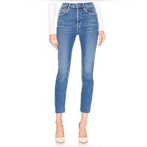 Re/Done Jeans Original High Rise Ankle Crop Classic Blue Size 28